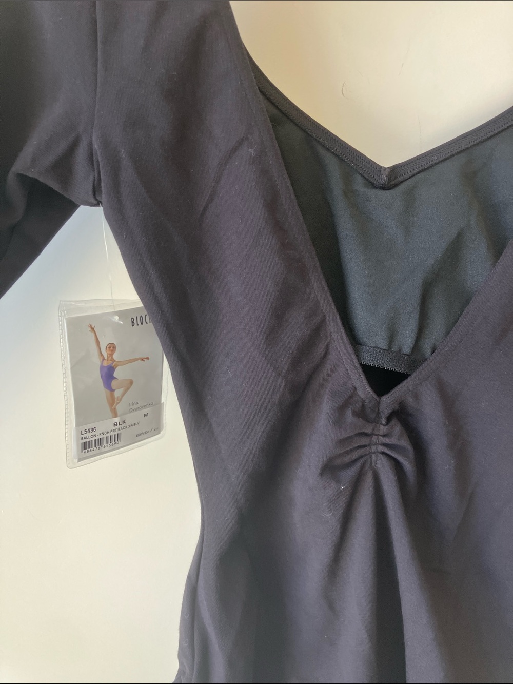 BLOCH Ballon Black 3/4 Sleeve Pinched Front/Back Ballet Leotard Size M NWT - Picture 6 of 9